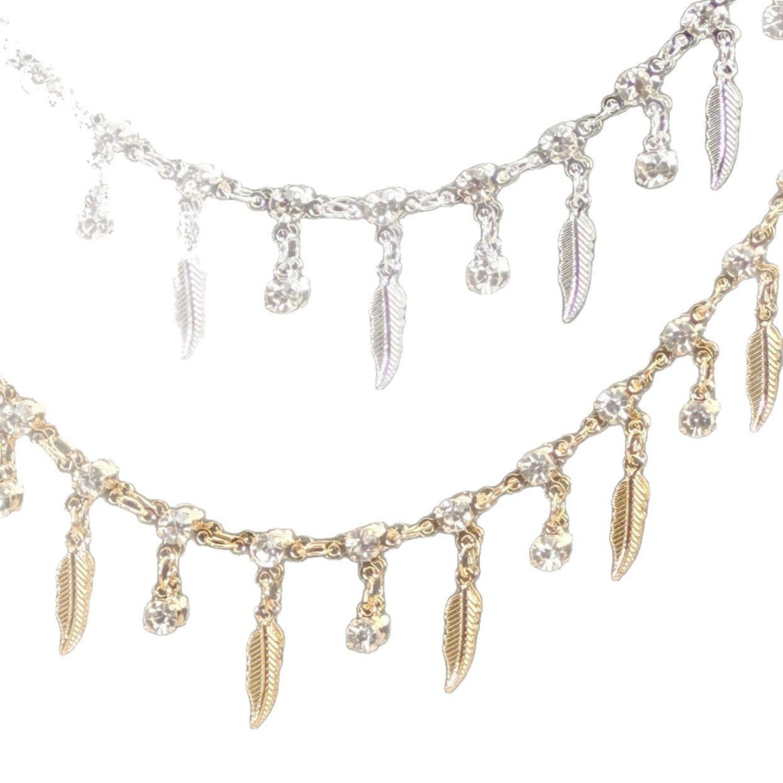 Cadena de plumas con diamantes - Body Jewelry For You reseña y precio